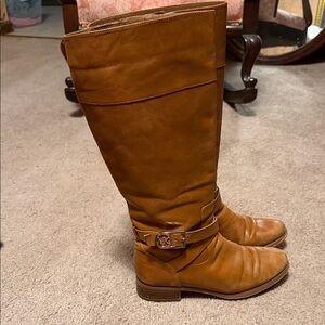 Michael Kors Cognac Leather Knee-High Riding Boots